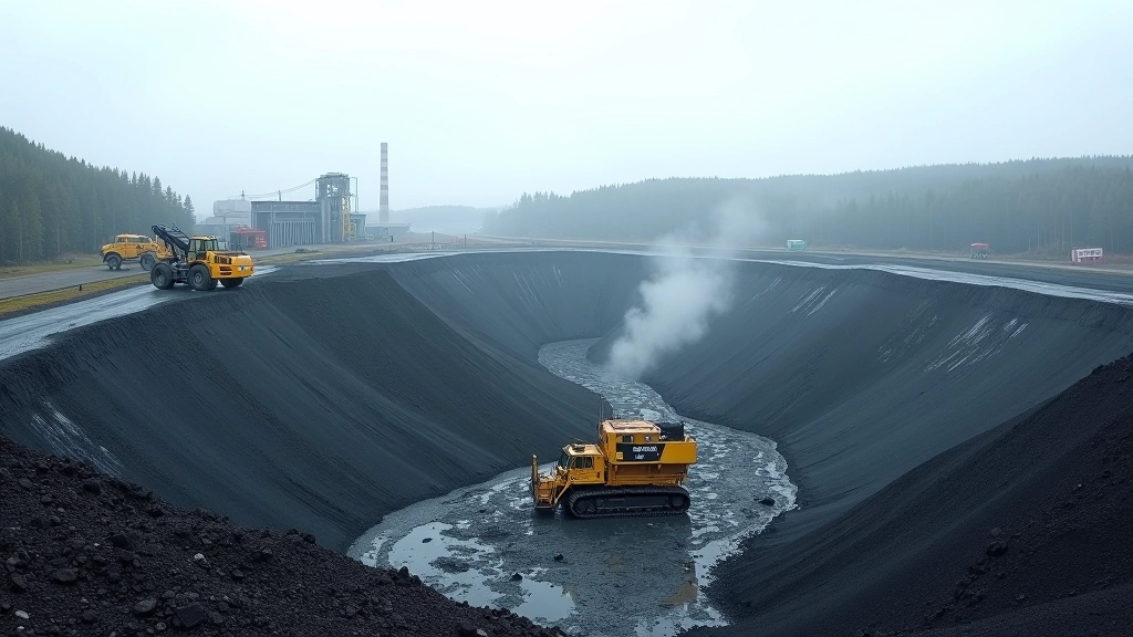 Kohlebergbau-Landschaft mit Baggern und Kohletagebau in Ostdeutschland