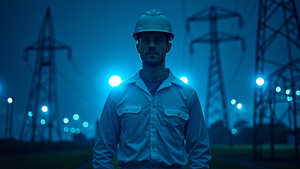 Hochspannungsleitungen und Umspannwerk mit modernem Stromnetz-Infrastruktur